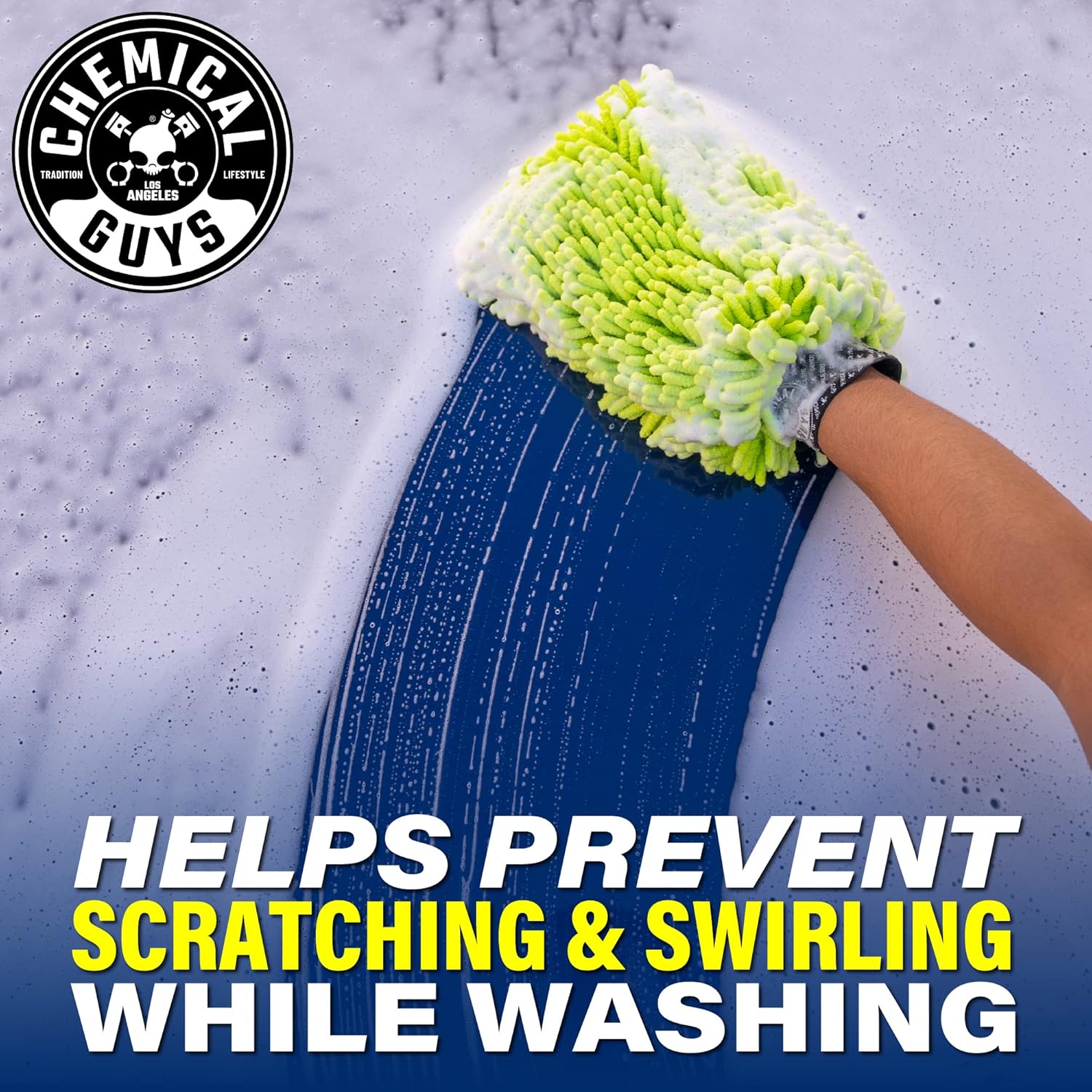 Chemical Guys Chenille Premium Scratch-Free Microfiber Wash Mitt for Car Washing - Lime Green, Ultra-Soft Car Wash Glove, Swirl-Free Finish, Safe for Trucks, SUVs, Motorcycles, and More - Image 3
