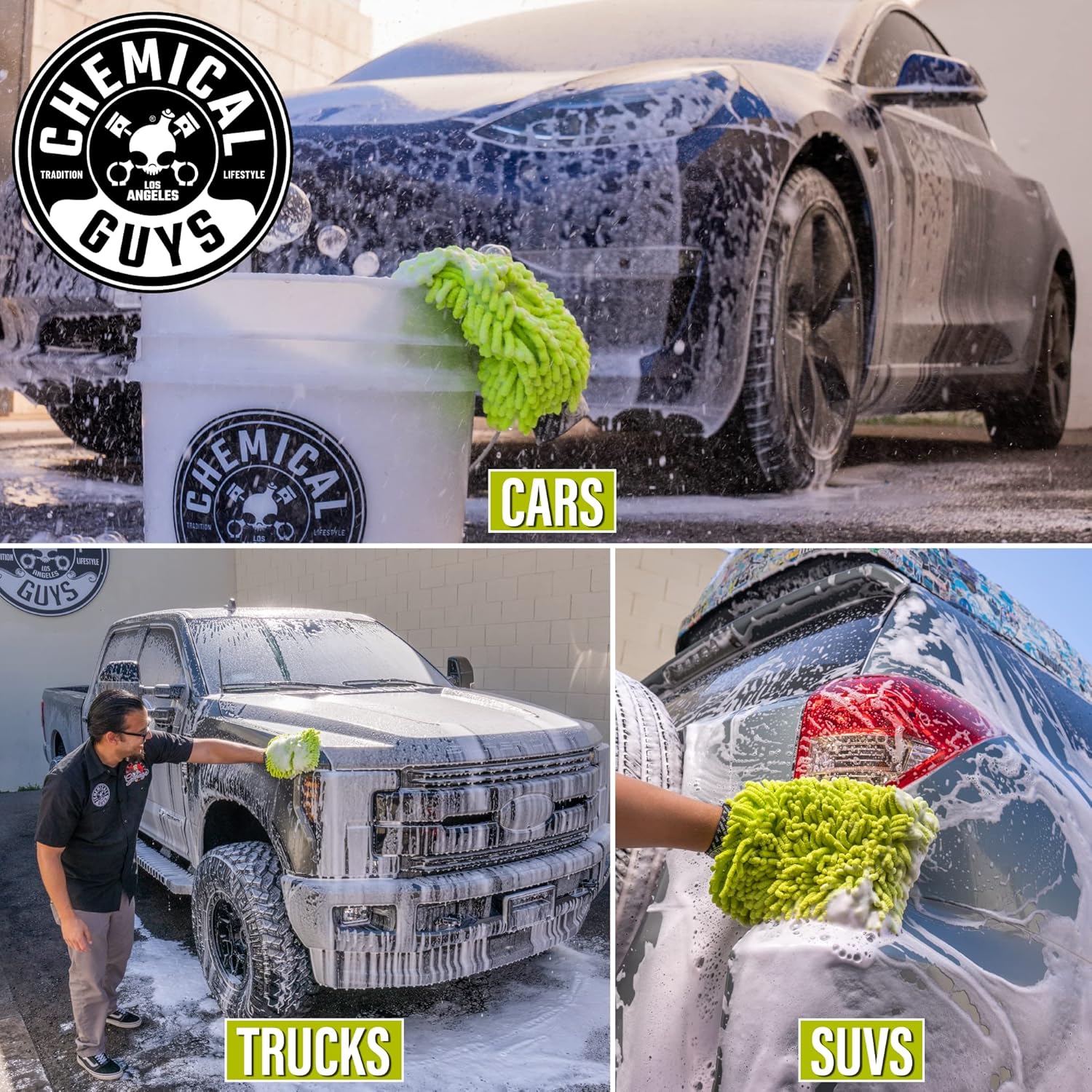 Chemical Guys Chenille Premium Scratch-Free Microfiber Wash Mitt for Car Washing - Lime Green, Ultra-Soft Car Wash Glove, Swirl-Free Finish, Safe for Trucks, SUVs, Motorcycles, and More - Image 6