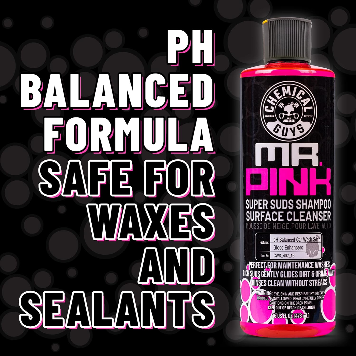 Chemical Guys Mr. Pink Car Wash Soap - 16 oz Super Suds Foaming Car Wash Soap for Cannon, Blaster, or Bucket Washing - pH Balanced, Safe on Wax, Sealant, Ceramic, and Clear Coat Finishes - Image 8