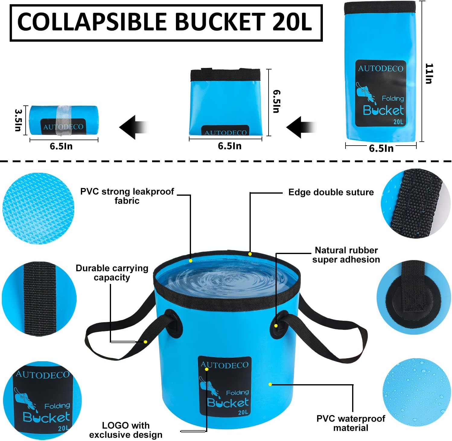 AUTODECO 42Pcs Car Wash Detailing Kit Cleaning Set with Foam Gun Sprayer, Long-Handle Brush, Collapsible Bucket, Large Wash Mitt, Towels, Complete Interior & Exterior Car Washing Supply Set (Blue) - Image 4