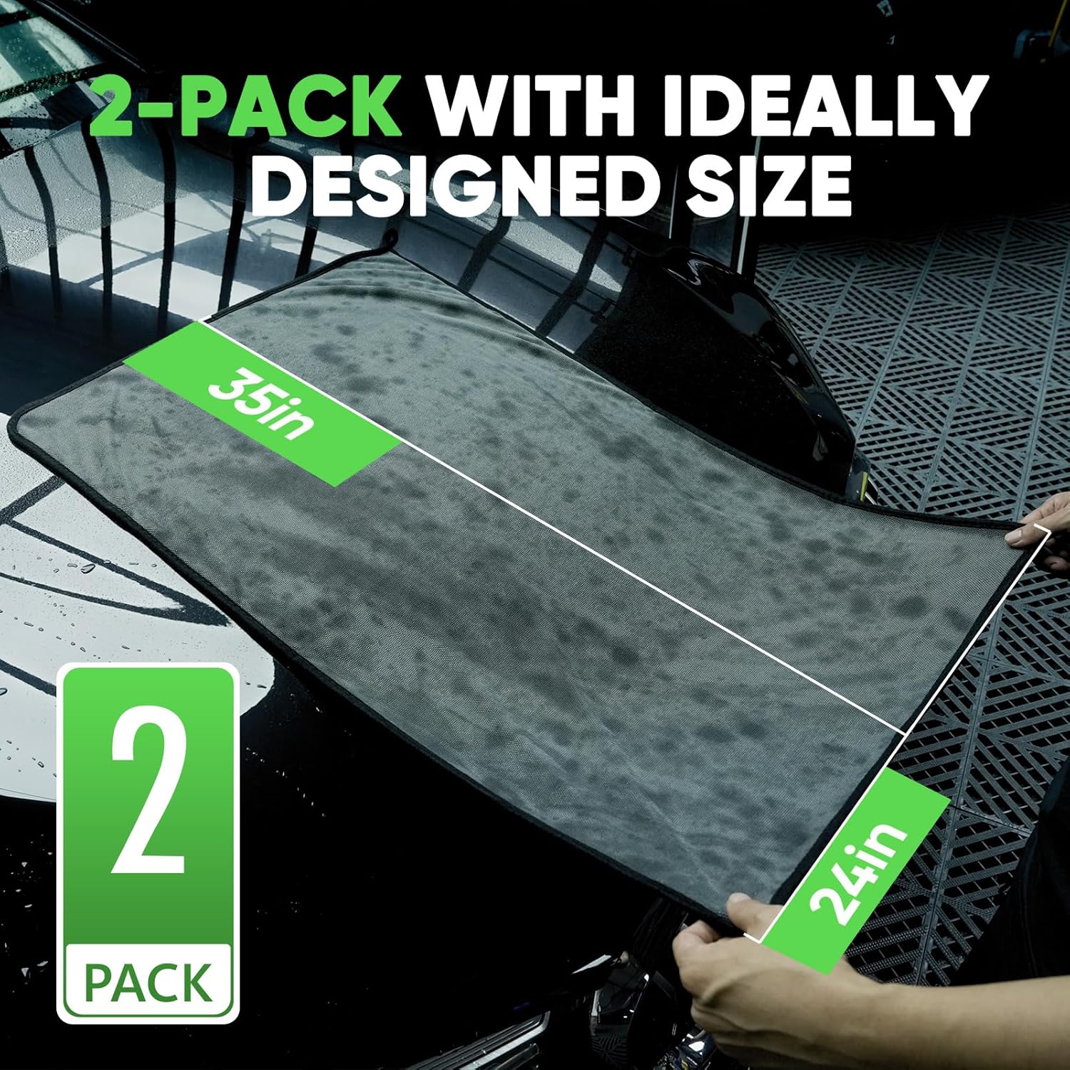 KKV 2-Pack Microfiber Towels (35"x 24") Extra Large Ultra Absorbent Drying Towel for Cars and Trucks, Without Streaks, Scratches, or Water Spots - Image 3