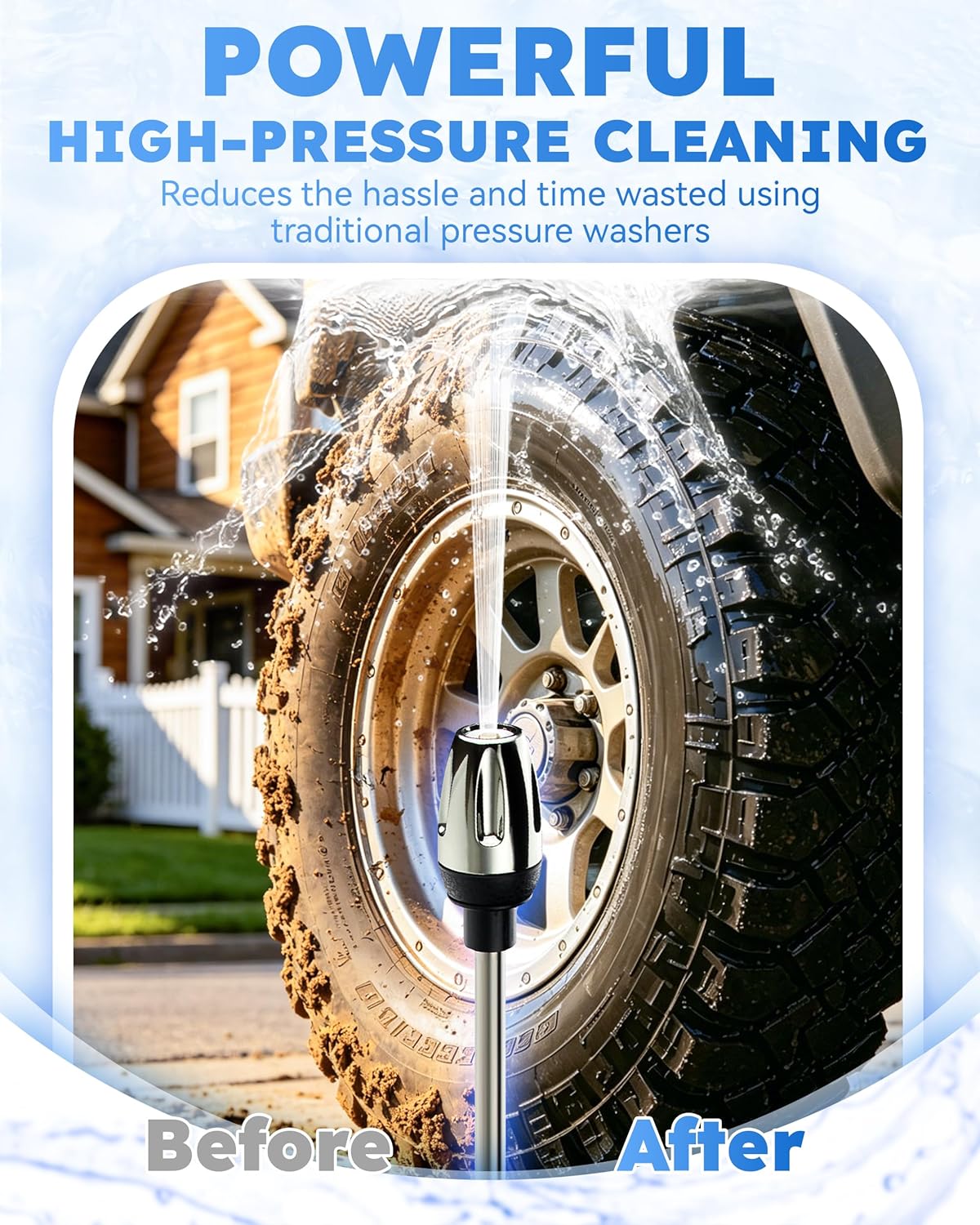 Pressure Washer, Garden Hose Nozzle Fits 1/2"–3/4" Garden Hose Fit, Leak-Proof, Handheld High Pressure Gun for Cars & Patios, for Three Spray Modes (with Foam Pitcher) - Image 2