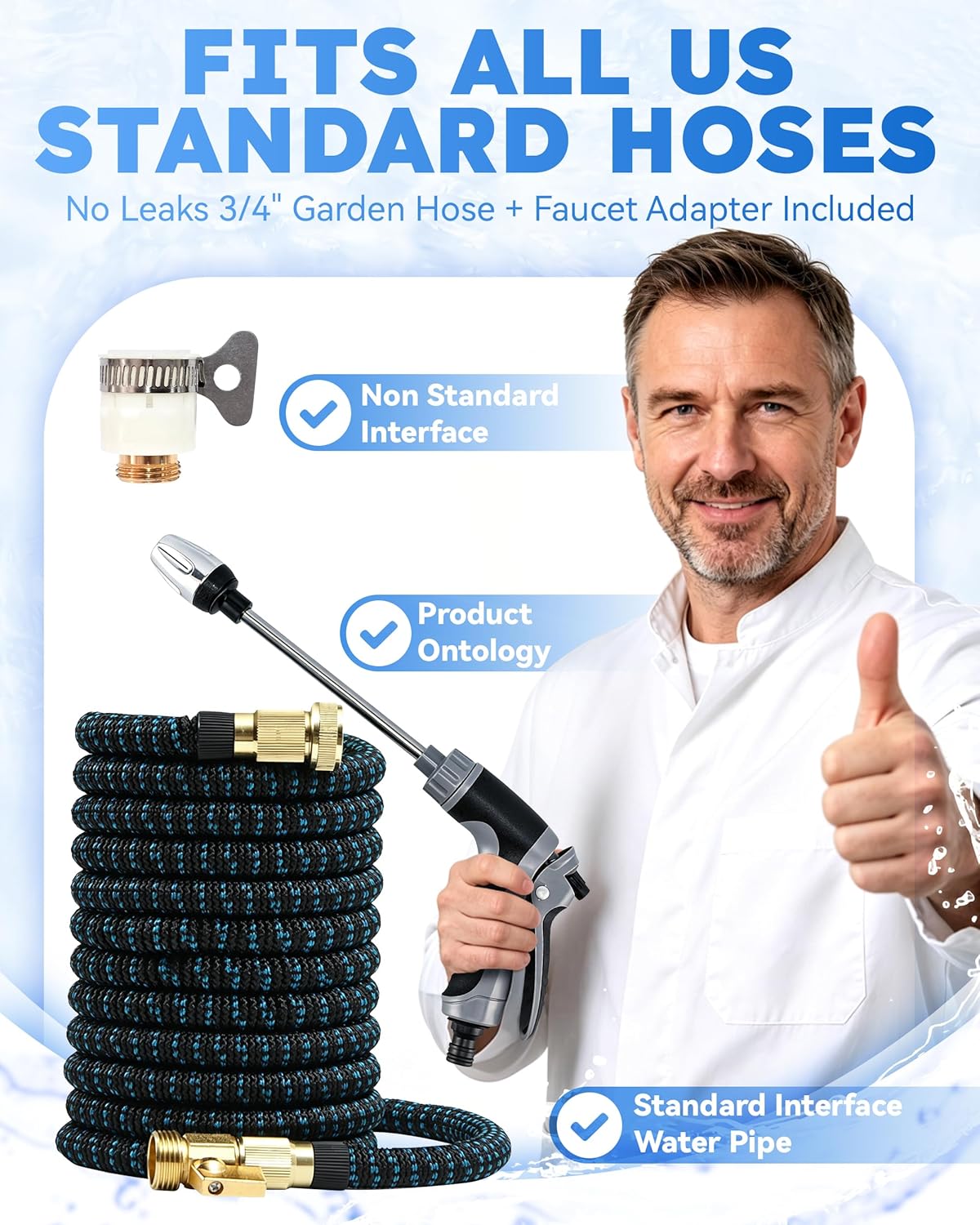 Pressure Washer, Garden Hose Nozzle Fits 1/2"–3/4" Garden Hose Fit, Leak-Proof, Handheld High Pressure Gun for Cars & Patios, for Three Spray Modes (with Foam Pitcher) - Image 3