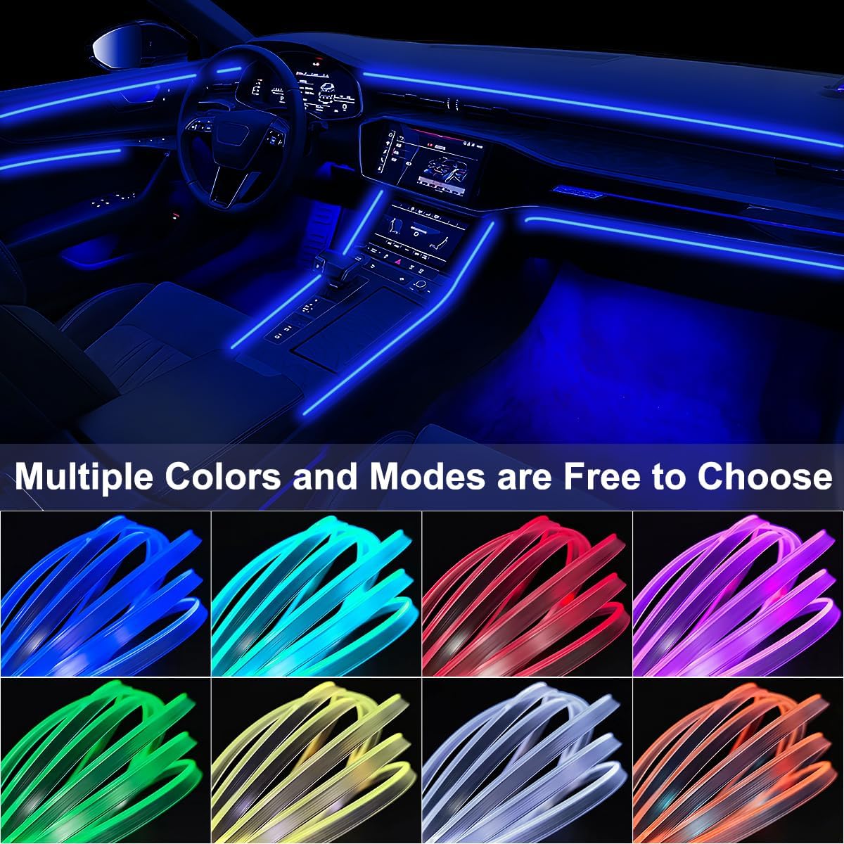 Interior Car Lights with Wireless APP and Remote Control, 5 in 1 RGB Ambient Lighting Kit with 236 inches Fiber Optic, 16 Million Colors Car Neon Strip with Music Mode - Image 3