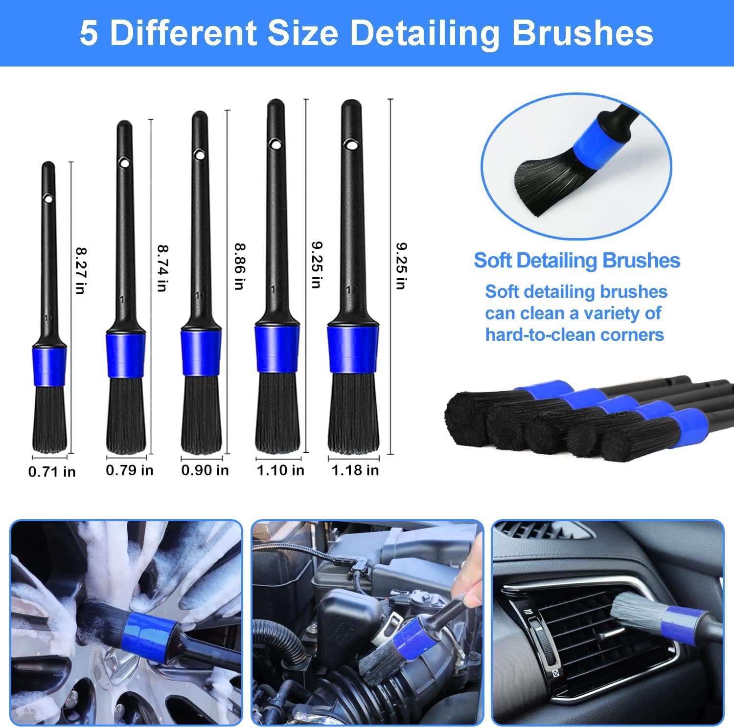 62'' Car Wash Brush Kit - Mitt, Mop, Sponge & Long Handle, Scratch-Free Chenille Replacement Head, Wheel Tire Brush, Car Detailing Kit for Cars, RV, Truck - Image 4