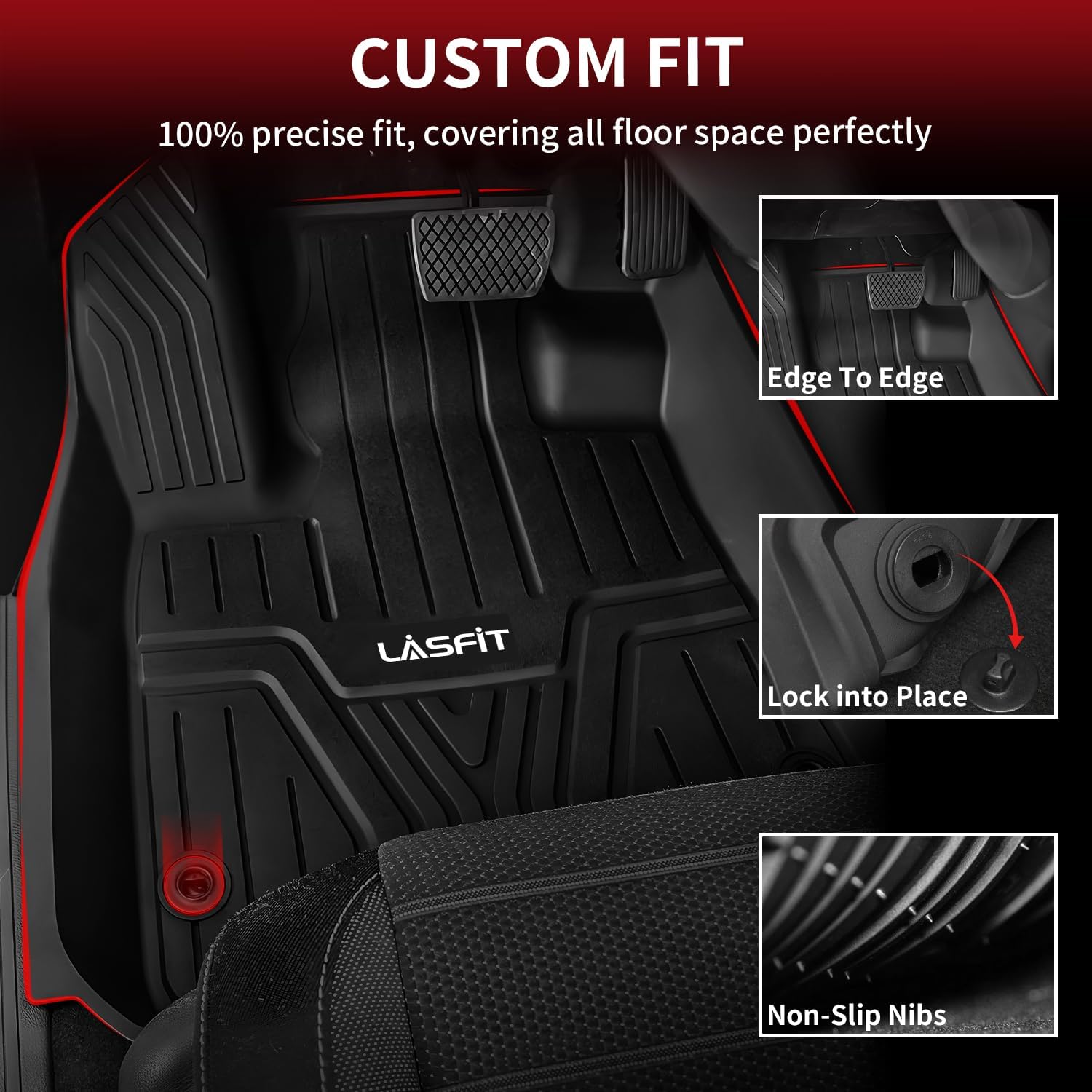 LASFIT Floor Mats and Cargo Liner for Honda CR-V 2026 2025 2024 2023 (Gasoline & Hybrid & e:FCEV), All Weather TPE Car Trunk Mat (Upper Position), 1st & 2nd Row & Trunk Liner Full Set Black - Image 2