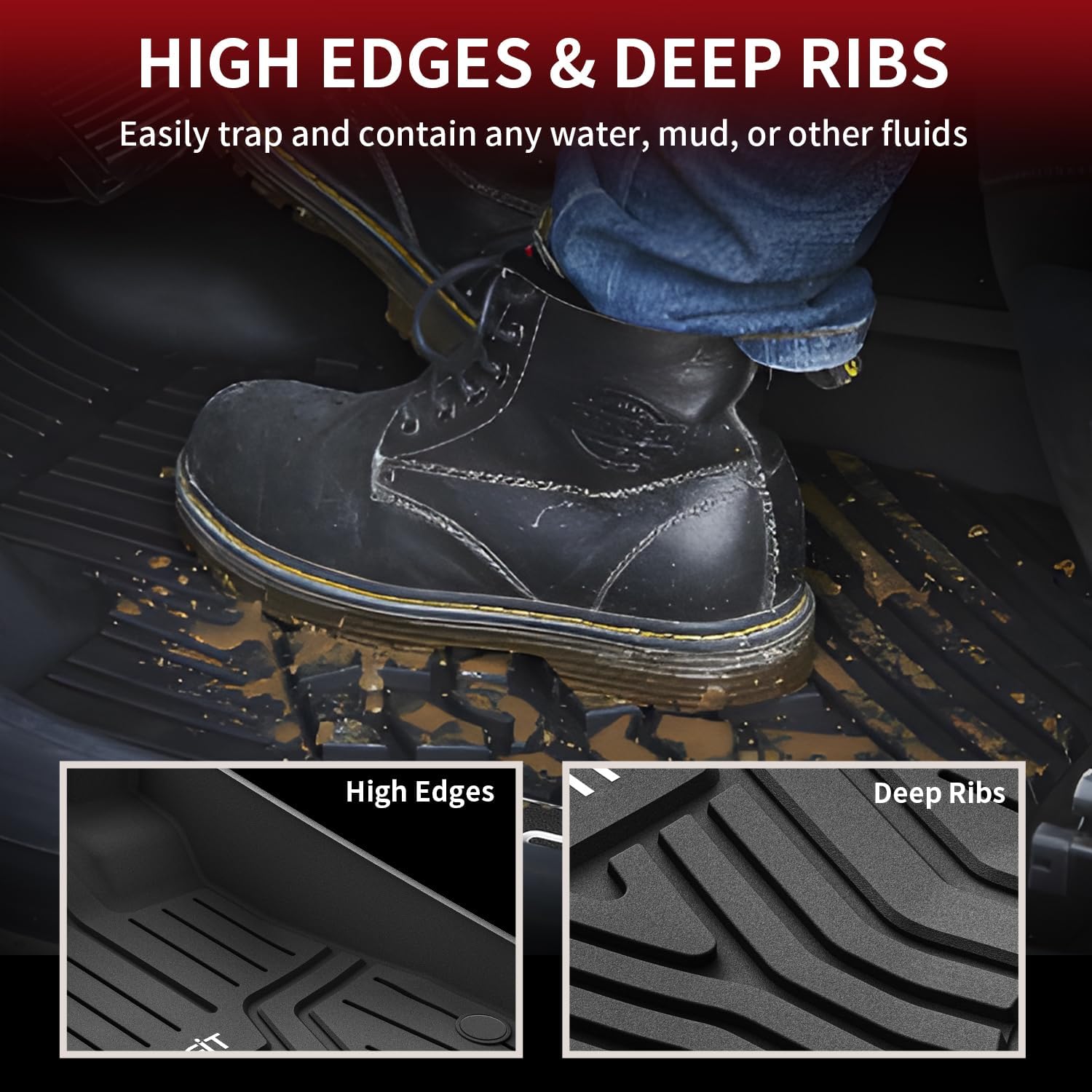 LASFIT Floor Mats and Cargo Liner for Honda CR-V 2026 2025 2024 2023 (Gasoline & Hybrid & e:FCEV), All Weather TPE Car Trunk Mat (Upper Position), 1st & 2nd Row & Trunk Liner Full Set Black - Image 3