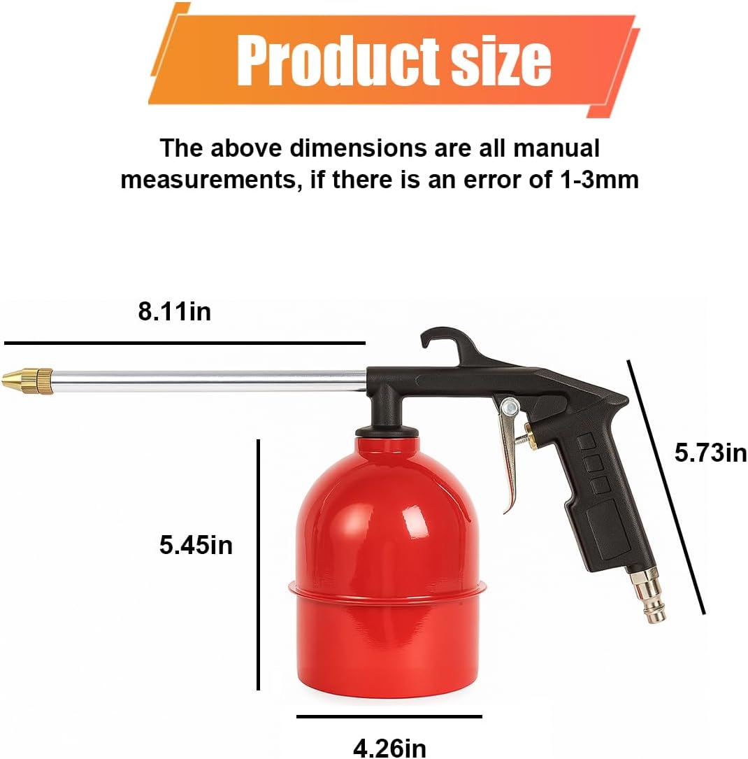 Air Blow Gun Pneumatic Engine Cleaning Gun with Watering Bottle, High-Pressure Air Sprayer Kit with Brass Nozzle, Vehicle Cleaning Degreaser Tool for Car Engine Compartment, Wheel (Straight&Bottle) - Image 2