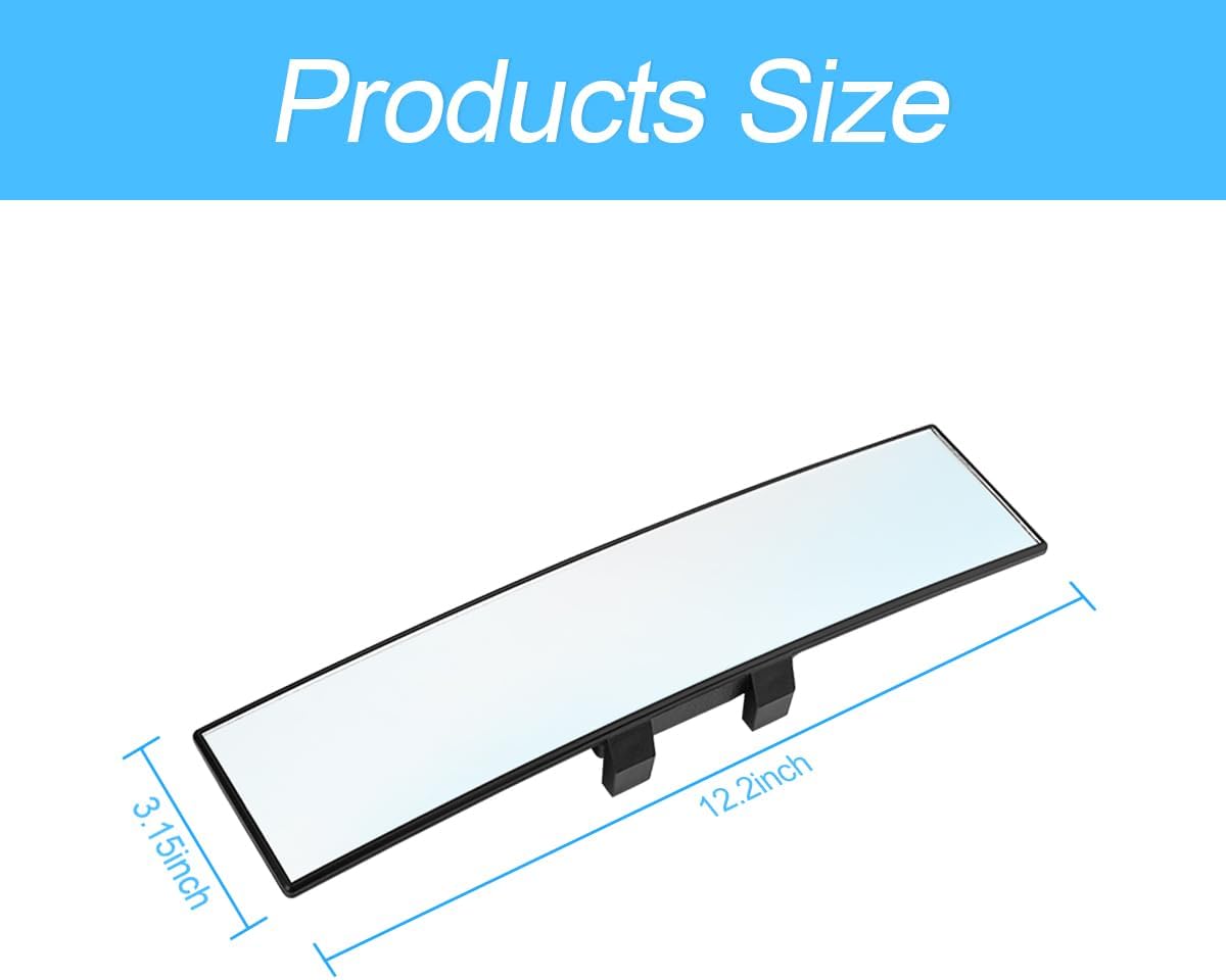 8sanlione Car Rearview Mirrors, Shock Resistant Interior Clip-on Panoramic Rear View Mirror for Car, Wide Viewing Range, 12 inch HD Universal Use for Cars, SUVs, Trucks, Vehicles (White) - Image 2