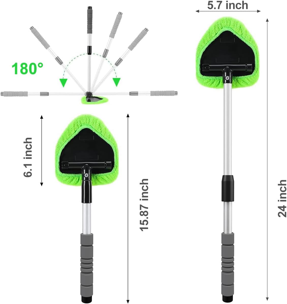 XINDELL 24-inch Windshield Cleaner Tool – Upgrade Large Head Car Interior&Exterior Window Cleaning Kit with Extendable Handle & 4 Microfiber Pads, Auto Wiper Brush for Car, Trucks, SUVs, RVs & Home - Image 8