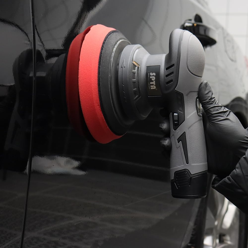 Cordless Car Buffer Polisher, SPTA Polisher with 2Pcs 12V Lithium Rechargeable Battery Brushless Polisher with Variable Speed, Portable Polisher with Polishing Pads Kit For Waxing - Image 7