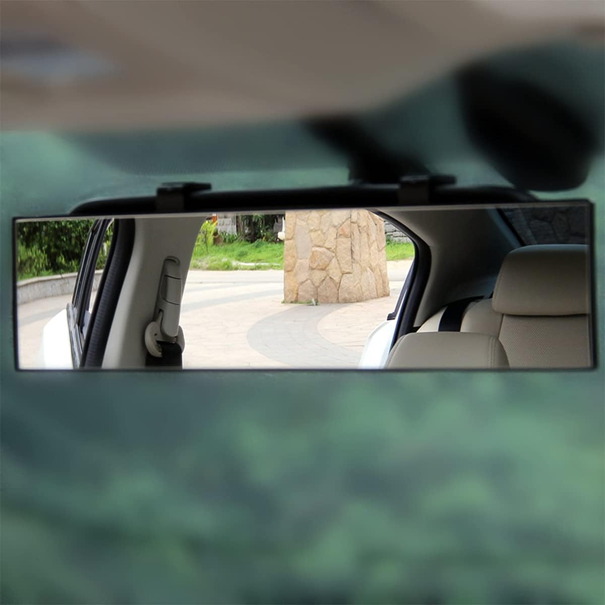 8sanlione Car Rearview Mirrors, Shock Resistant Interior Clip-on Panoramic Rear View Mirror for Car, Wide Viewing Range, 12 inch HD Universal Use for Cars, SUVs, Trucks, Vehicles (White) - Image 7