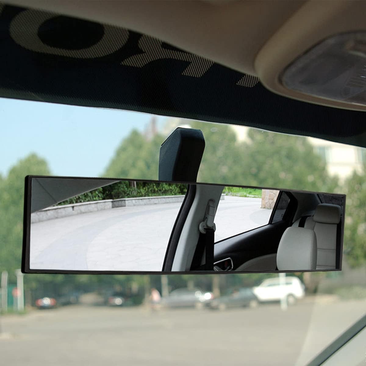8sanlione Car Rearview Mirrors, Shock Resistant Interior Clip-on Panoramic Rear View Mirror for Car, Wide Viewing Range, 12 inch HD Universal Use for Cars, SUVs, Trucks, Vehicles (White) - Image 6