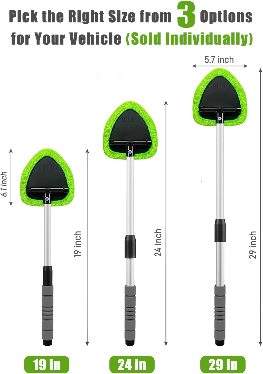 XINDELL 24-inch Windshield Cleaner Tool – Upgrade Large Head Car Interior&Exterior Window Cleaning Kit with Extendable Handle & 4 Microfiber Pads, Auto Wiper Brush for Car, Trucks, SUVs, RVs & Home - Image 7