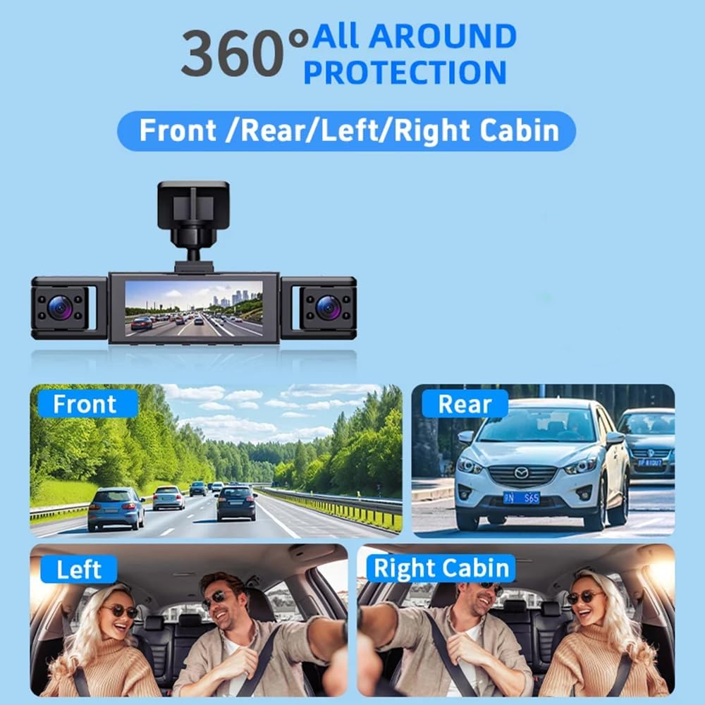 Dash Camera for Car Dash Cam Front Rear Left Right 4-Channel Dashcam 2K Full HD, 360° All-Round Protection, Car Security Video Recording, Night Vision, G-Sensor, Loop Recording - Image 2