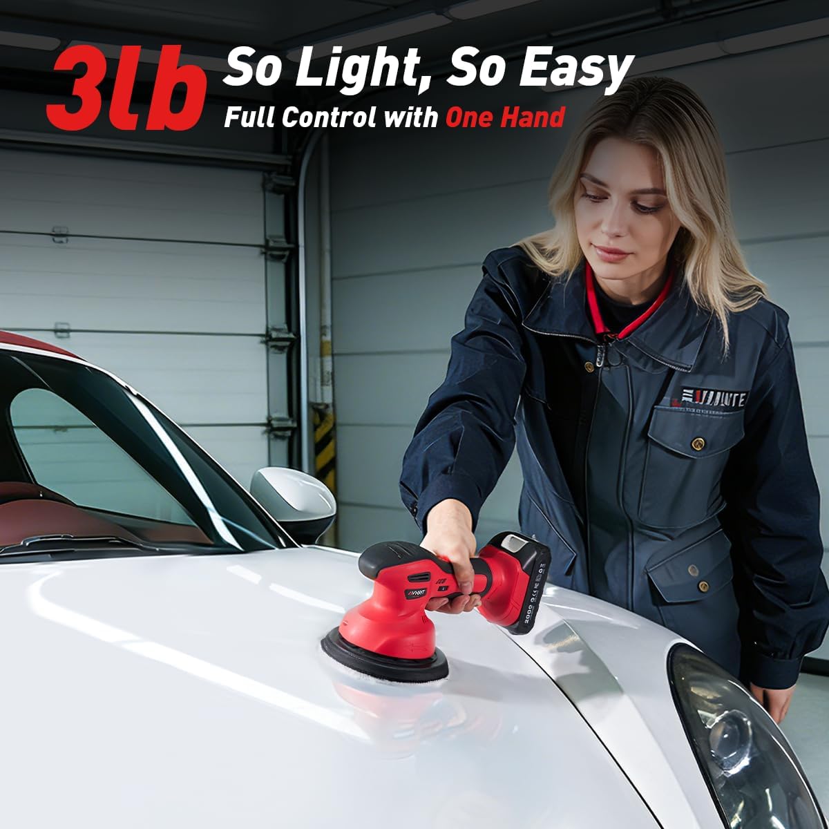 Cordless Car Buffer Polisher kit w/ 2x2000mAh 21V Batteries, 6 Inch Car buffer Waxer Kit w/ 6 Variable Speed & Extra Attachments, Polisher for Car Detailing,Boat Sanding,Scratch Removing - Image 6