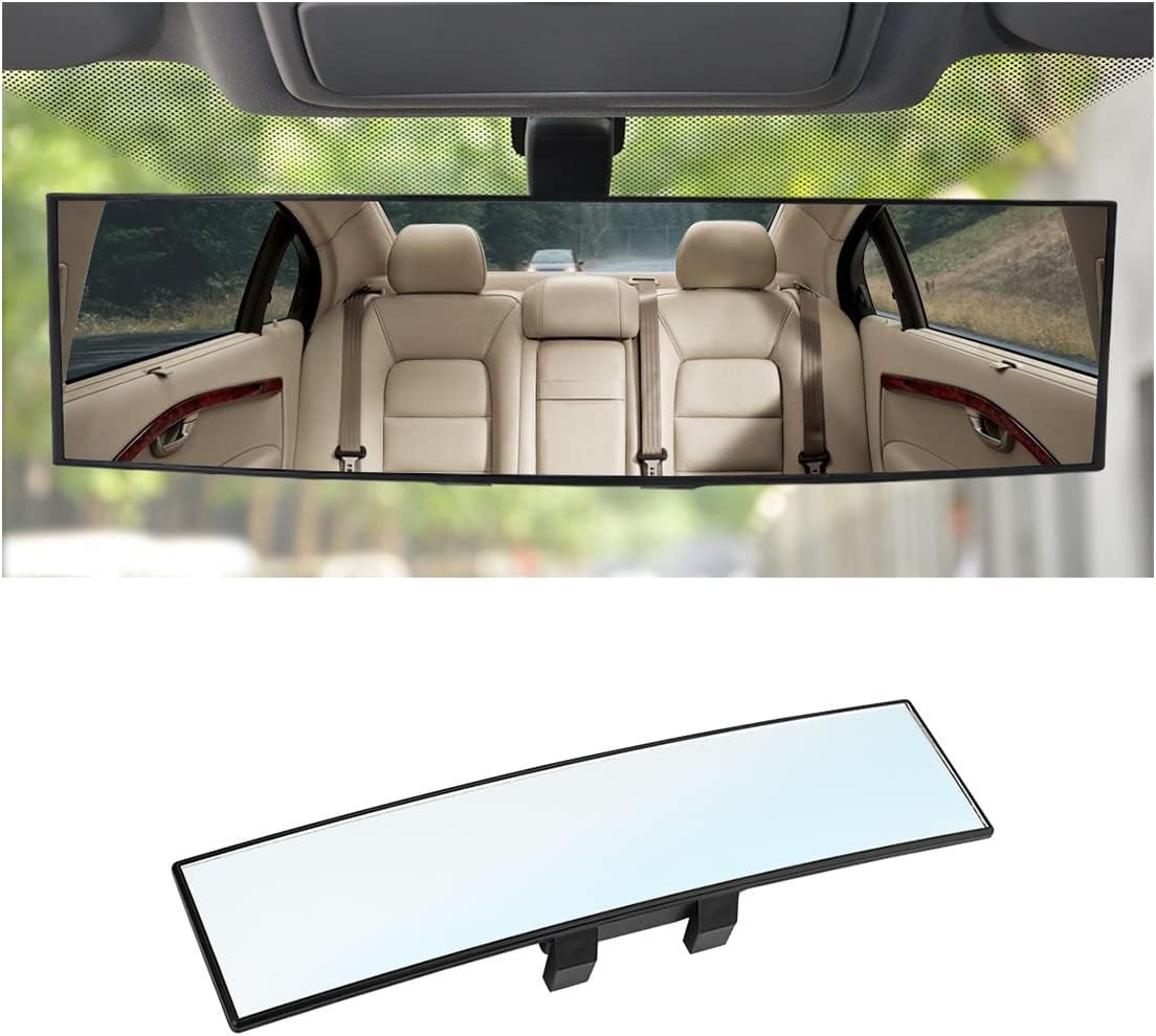 8sanlione Car Rearview Mirrors, Shock Resistant Interior Clip-on Panoramic Rear View Mirror for Car, Wide Viewing Range, 12 inch HD Universal Use for Cars, SUVs, Trucks, Vehicles (White) - Image 8
