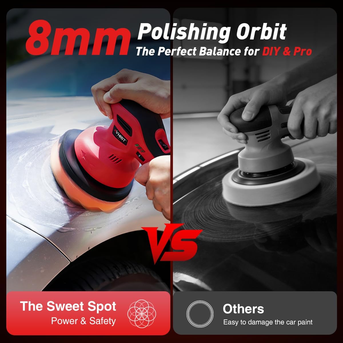 Cordless Car Buffer Polisher kit w/ 2x2000mAh 21V Batteries, 6 Inch Car buffer Waxer Kit w/ 6 Variable Speed & Extra Attachments, Polisher for Car Detailing,Boat Sanding,Scratch Removing - Image 7