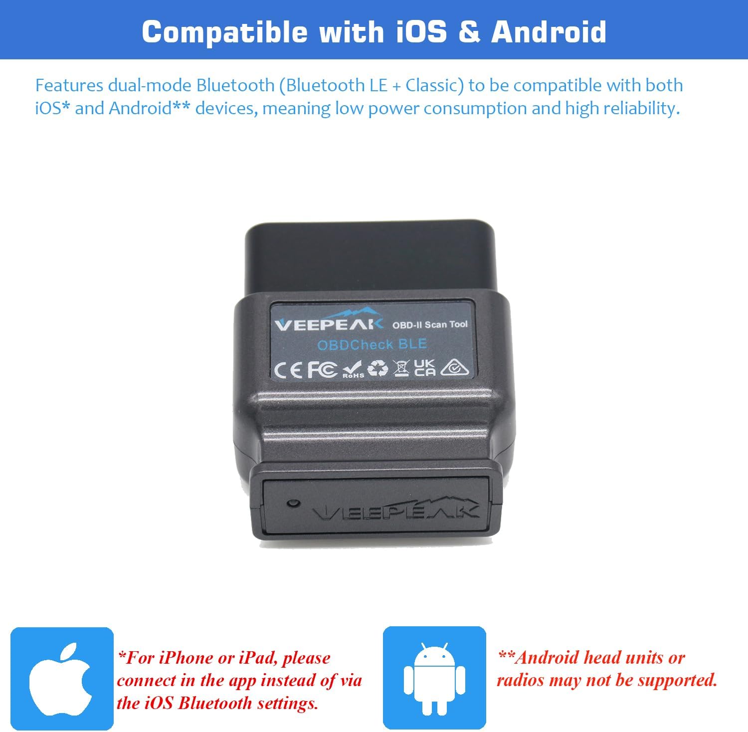 Veepeak OBDCheck BLE Bluetooth OBD II Scanner for iOS & Android, Car Wireless Check Engine Light Code Reader Diagnostic Tool - Image 4