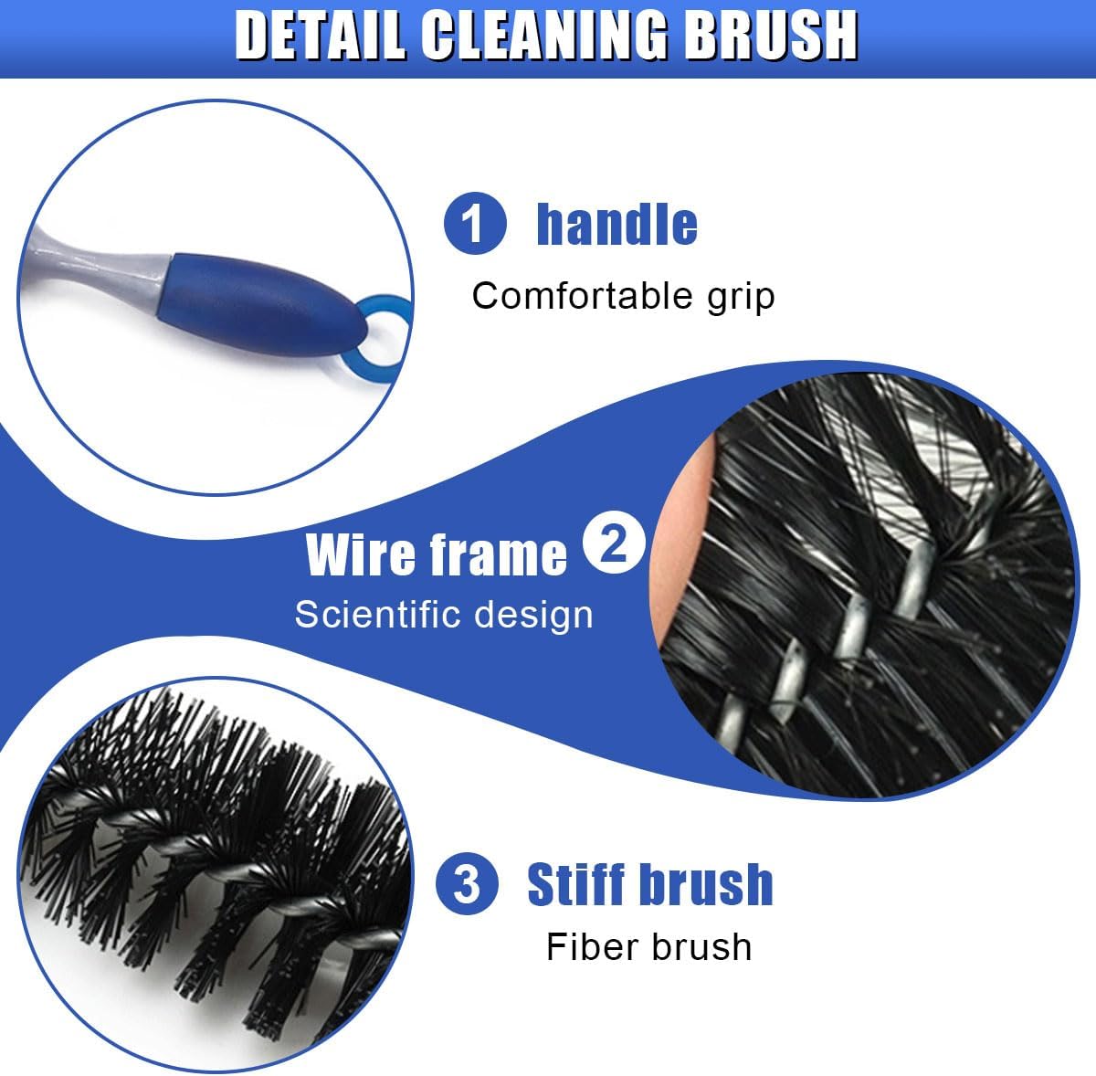 Long Handle Car Engine Cleaning Brush, Hard Bristle Automotive Wash Brushes, Flexible Bendable Vehicle Detailing Brush for Car Radiator Dryer Vent, Engine Oil Residue (2PCS) - Image 3