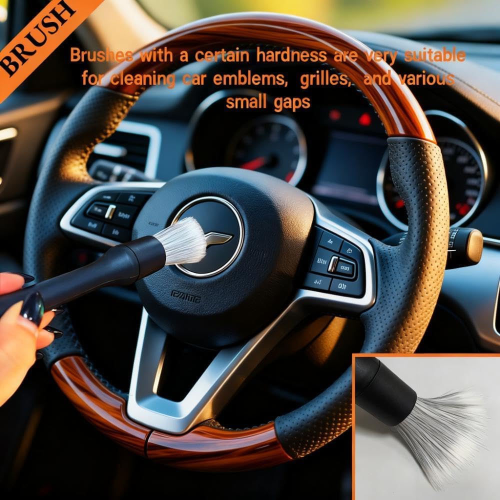 8 PCS Car Detailing Brush Set, Car Interior and Exterior Soft Bristle Cleaning Brushes, 4 Different Detailing Brushes for Auto Detailing, Dashboard, Vents, Wheels and Tires - Image 6