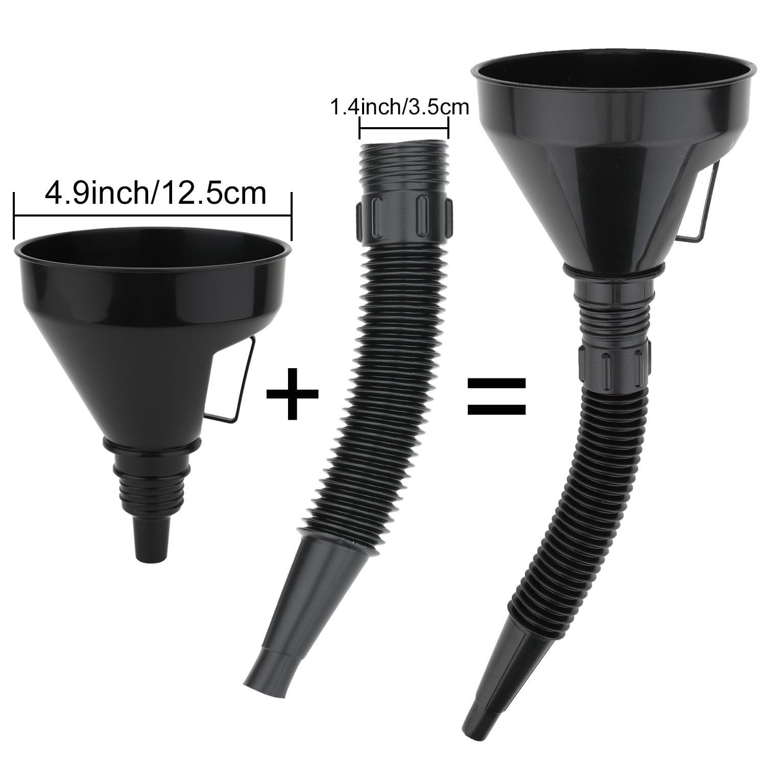 5-Piece Automotive Oil Funnel Set with Flexible Neck, Filter Screen, Wide Mouth for Gas, Oil, Coolant, Engine Oil - Image 2