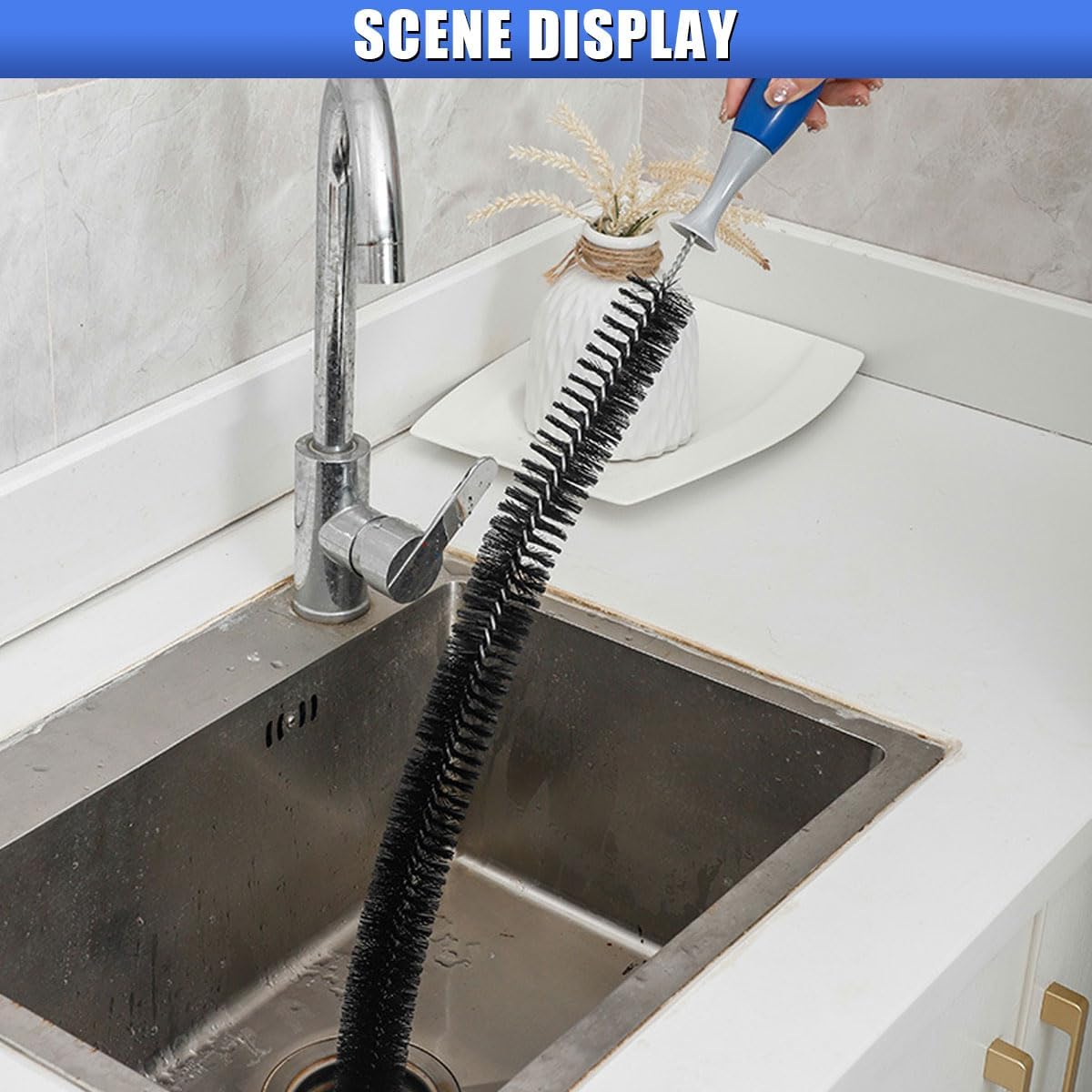 Long Handle Car Engine Cleaning Brush, Hard Bristle Automotive Wash Brushes, Flexible Bendable Vehicle Detailing Brush for Car Radiator Dryer Vent, Engine Oil Residue (2PCS) - Image 5