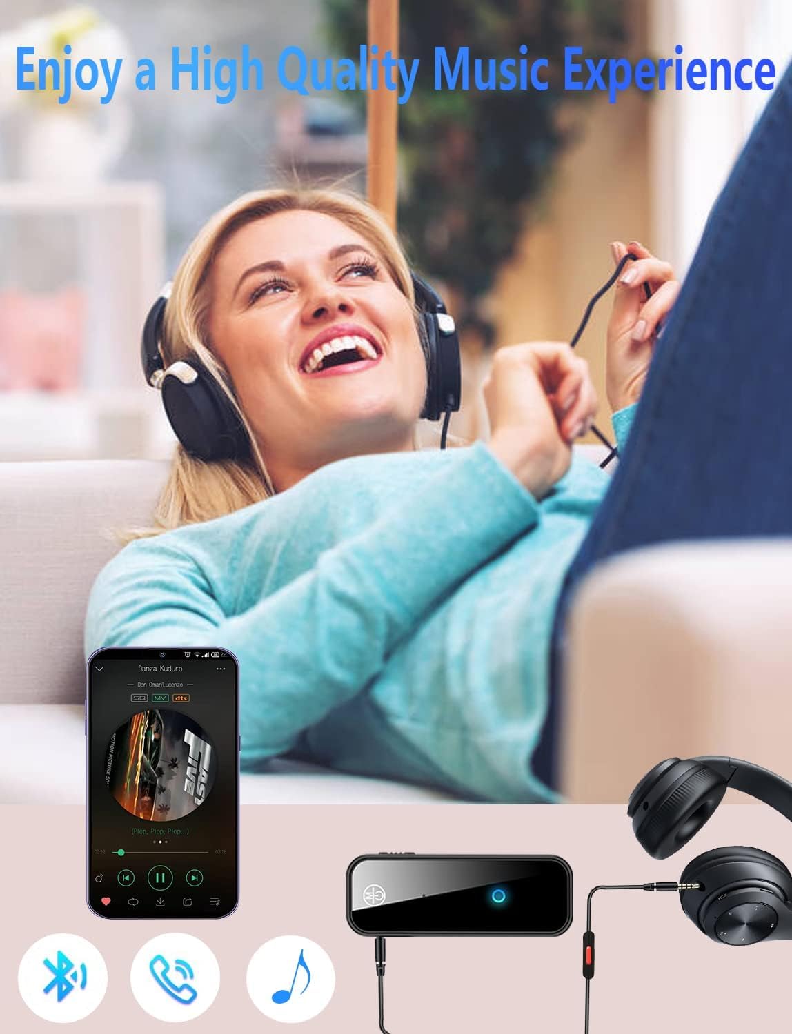 2 in 1 Bluetooth 5.3 Transmitter Receiver, AUX Wireless Bluetooth Audio Adapter for Car, TV, Speaker, Stereo System and Headphones - Image 3