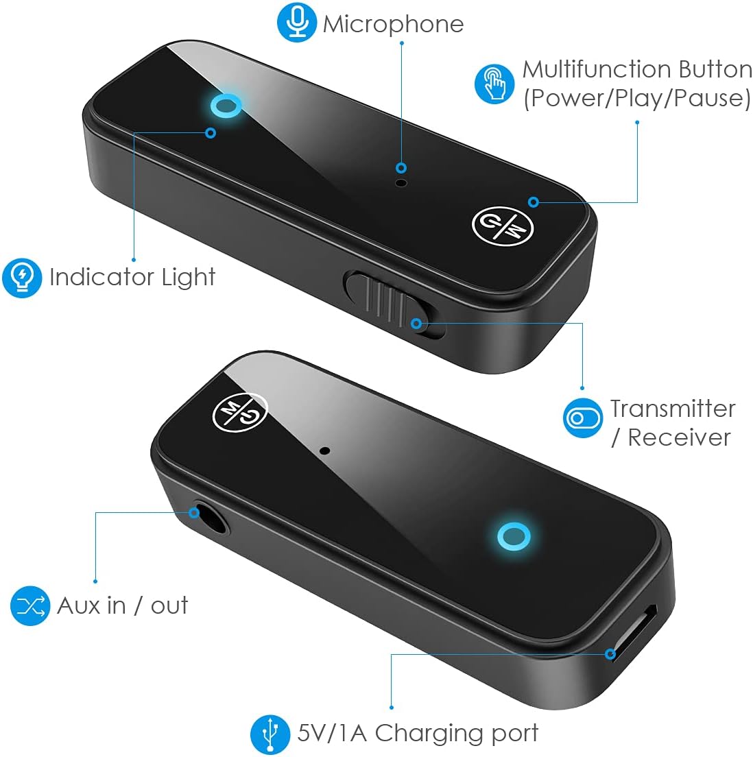 (Upgraded) Ankilo Aux Bluetooth 5.4 Adapter for Car, 2 in 1 Bluetooth Receiver Transmitter, Suitable for Cars, TV, Speakers, Stereo Systems and Headphones - Image 7