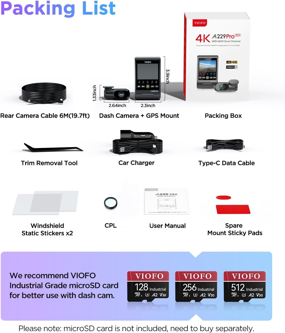 VIOFO A229 Pro 4K HDR Dash Cam, Dual STARVIS 2 IMX678 IMX675, 4K+2K Front and Rear Car Camera, 2 Channel with HDR, Voice Control, 5GHz WiFi GPS, Night Vision 2.0, 24H Parking Mode - Image 8