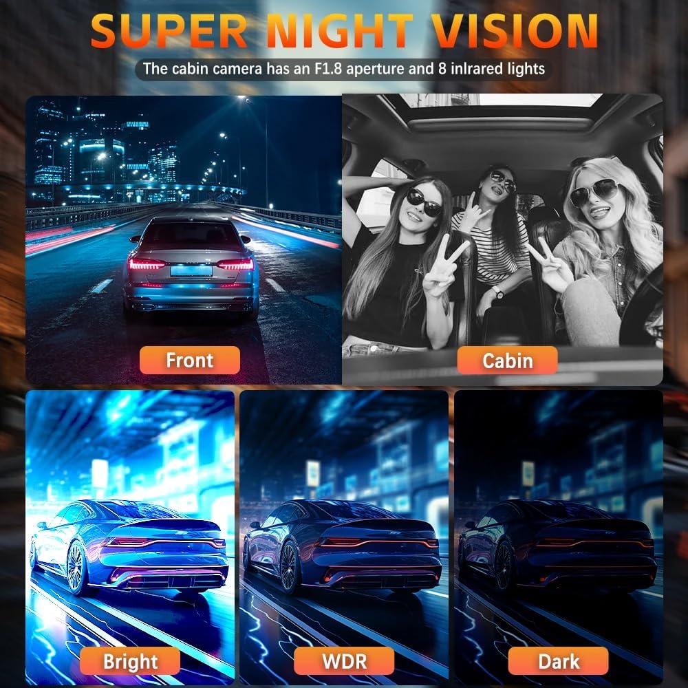 Dash Camera for Car Dash Cam Front Rear Left Right 4-Channel Dashcam 2K Full HD, 360° All-Round Protection, Car Security Video Recording, Night Vision, G-Sensor, Loop Recording - Image 5