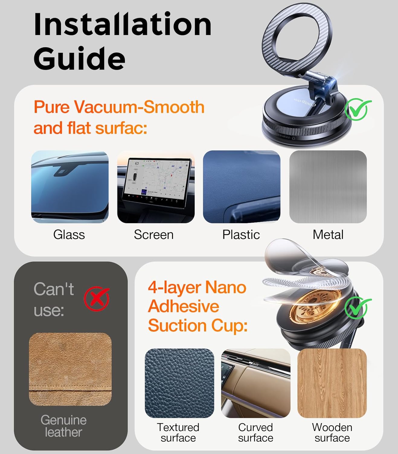 for Magsafe Car Mount carmount 2.0 Magnetic Phone Mount【True Military-Grade Durability 】Vacuum Magnetic Phone Holder for Car Cell Phone Car Mount【Stylish Suction Cup Phone Mount for iPhone 17 16 15 14 - Image 6