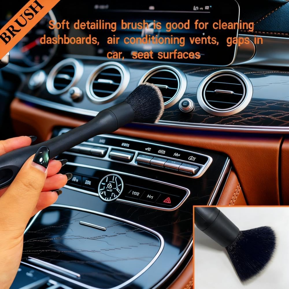 8 PCS Car Detailing Brush Set, Car Interior and Exterior Soft Bristle Cleaning Brushes, 4 Different Detailing Brushes for Auto Detailing, Dashboard, Vents, Wheels and Tires - Image 5