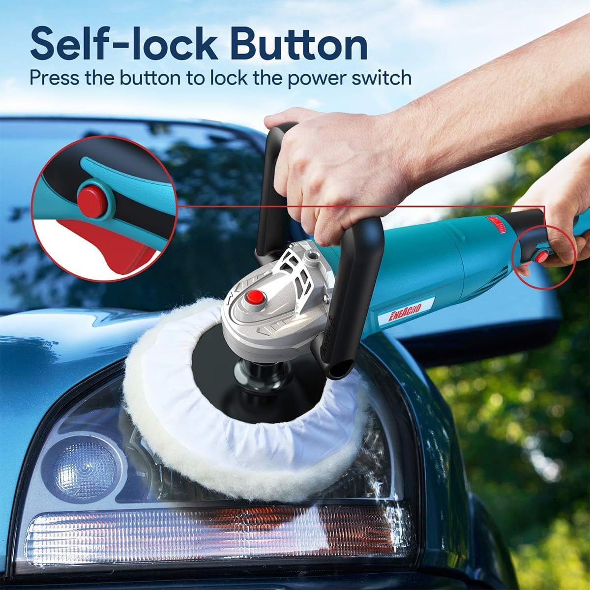 ENEACRO Polisher, Rotary Car Buffer Polisher Waxer, 1600W 7-inch/6-inch Variable Speed 1500-3500RPM, Detachable Handle Suitable for Boat,Car Polishing and Waxing - Image 6
