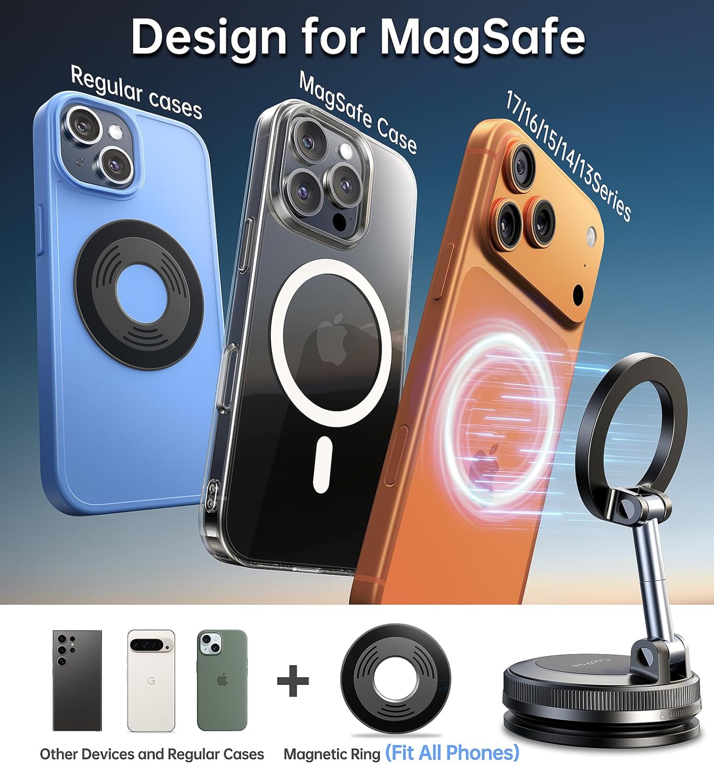 for Magsafe Car Mount carmount 2.0 Magnetic Phone Mount【True Military-Grade Durability 】Vacuum Magnetic Phone Holder for Car Cell Phone Car Mount【Stylish Suction Cup Phone Mount for iPhone 17 16 15 14 - Image 8
