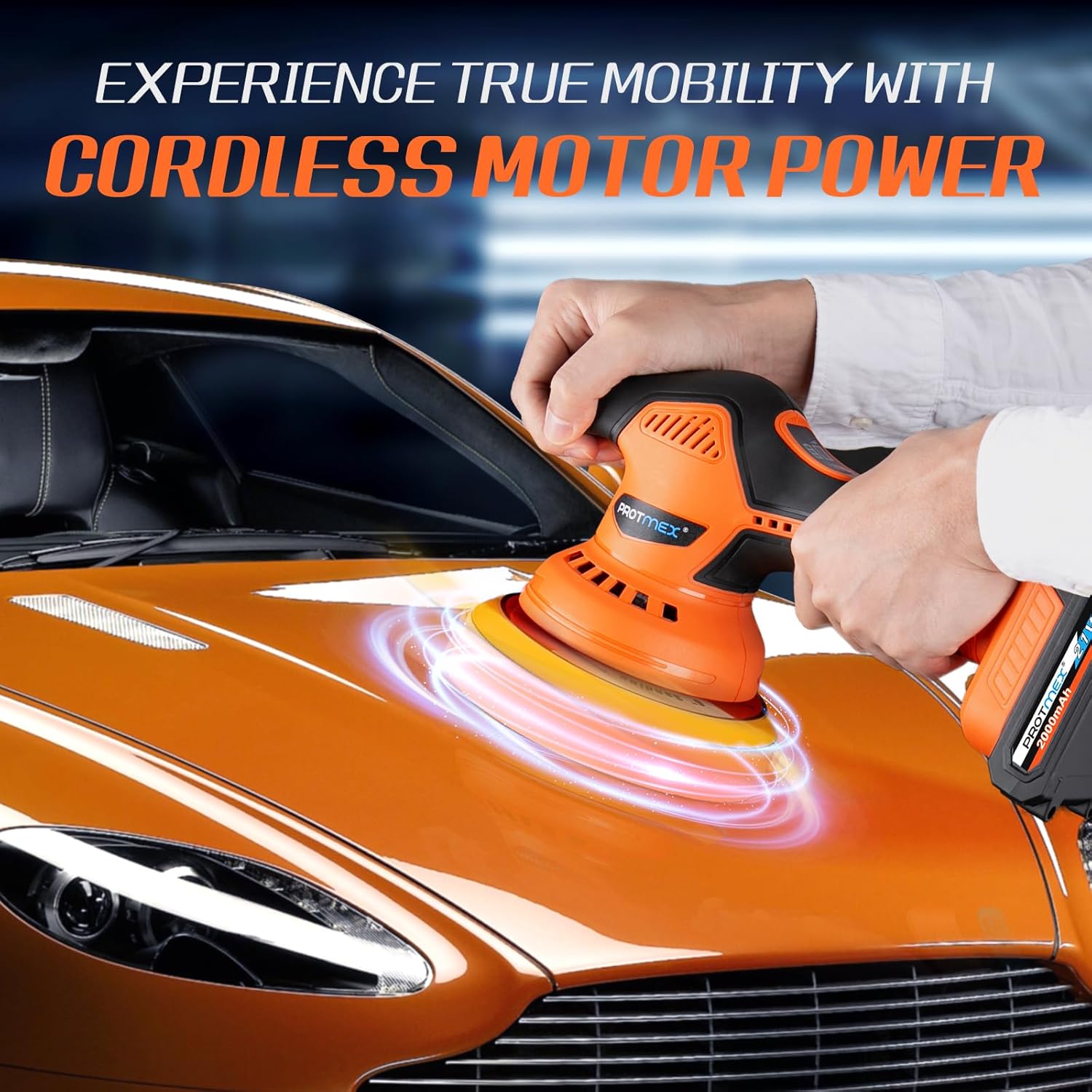 Protmex Cordless Car Buffer Polisher w/ 2x2000mAh 21V Batteries, 6 Inch Car Buffer Waxer Kit, Car Polishing Machine w/Extra 18 PCS Attachments & 6 Variable Speed - Image 6