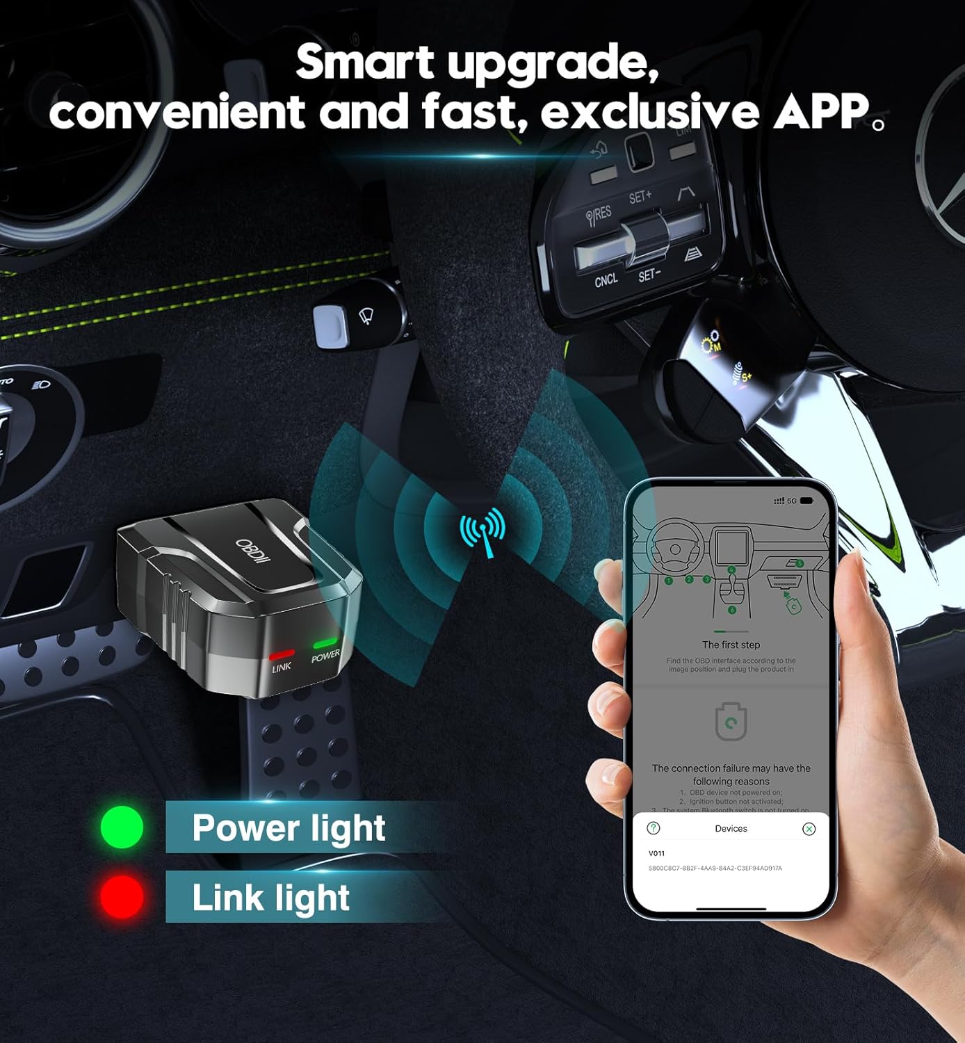 OBD2 Scanner Reader Bluetooth Wireless Auto Diagnostic Scan Tool for iOS & Android for Performance Test Bluetooth 5.4 Car Check Engine Car Code Reader, Clear Error Code Live Data Reset Exclusive APP - Image 4