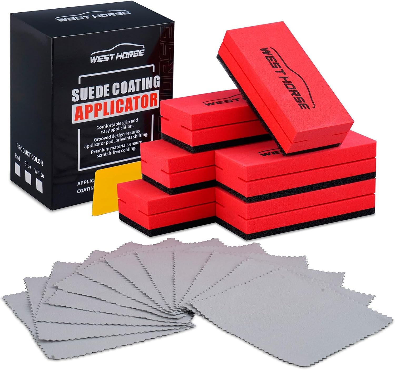6PCS Ceramic Coating Applicator Sponge Blocks + 12PCS Suede Cloth – Premium Car Detailing Kit for Paint Protection, Wax & Nano Coating Application