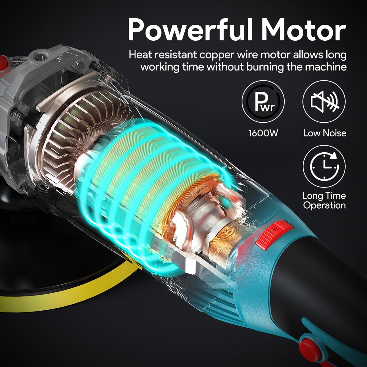 ENEACRO Polisher, Rotary Car Buffer Polisher Waxer, 1600W 7-inch/6-inch Variable Speed 1500-3500RPM, Detachable Handle Suitable for Boat,Car Polishing and Waxing - Image 7