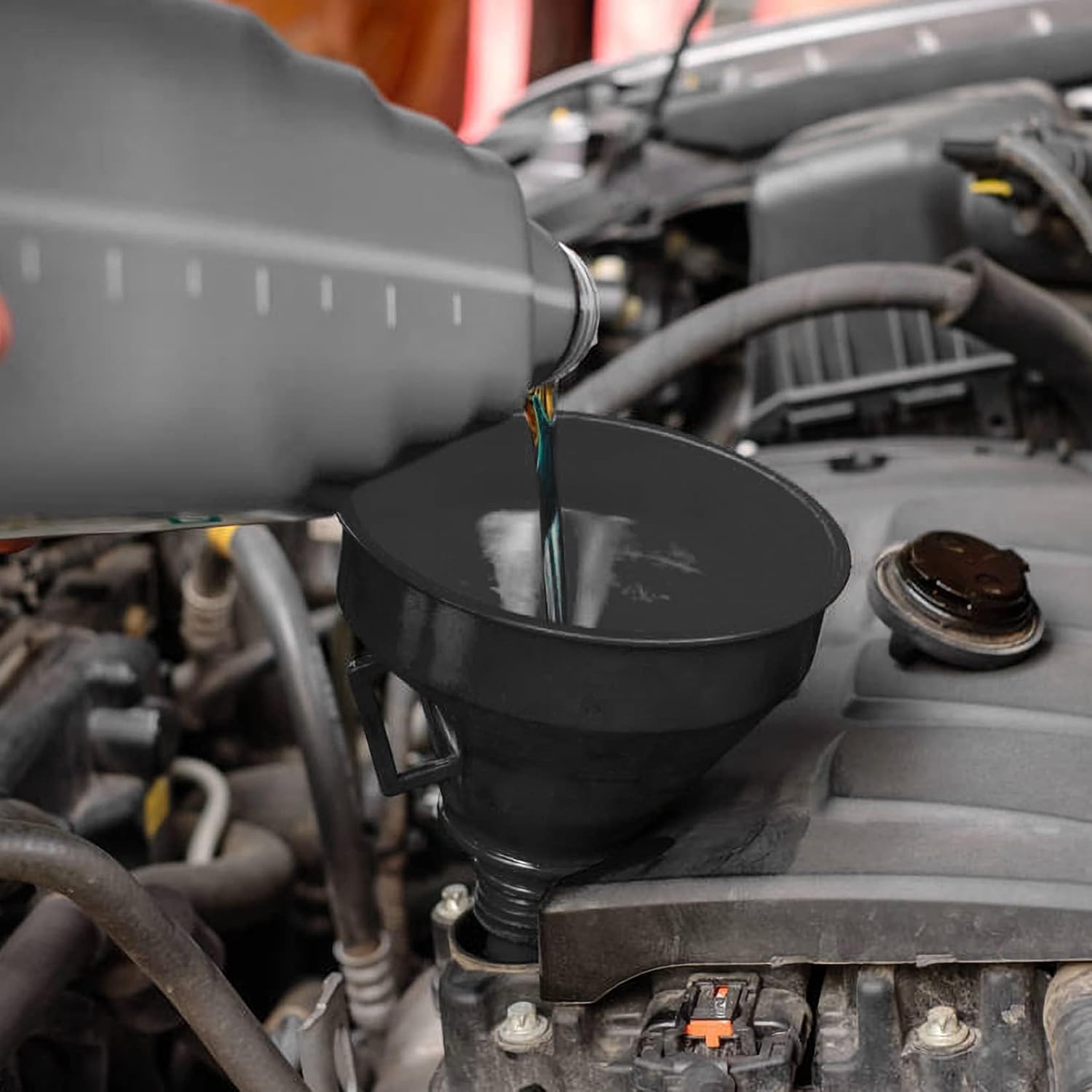 5-Piece Automotive Oil Funnel Set with Flexible Neck, Filter Screen, Wide Mouth for Gas, Oil, Coolant, Engine Oil - Image 7