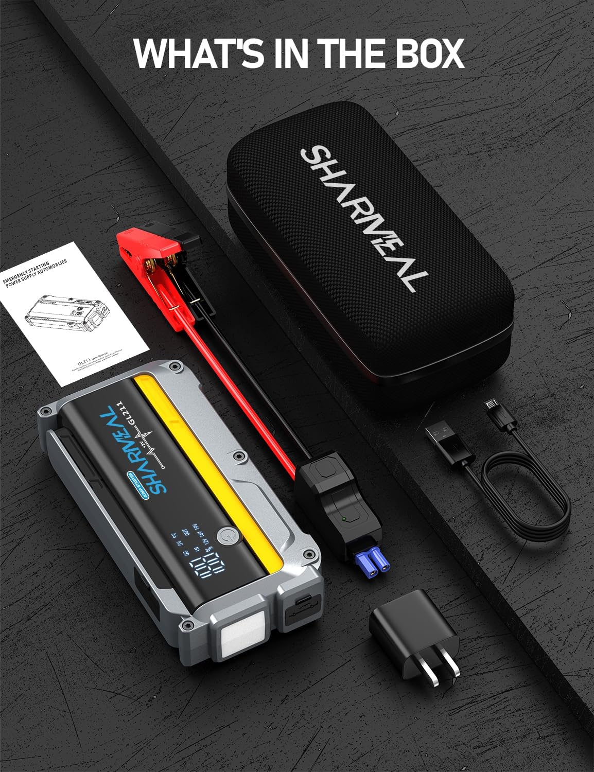 Sharmeal 7000A Car Battery Jump Starter, 12000mAh Car Jumper Starter Battery Pack for Up to All Gas & 12.0L Diesel Engines, 12V Portable Jump Box with 3 Modes Flashlight and Jumper Cable - Image 8