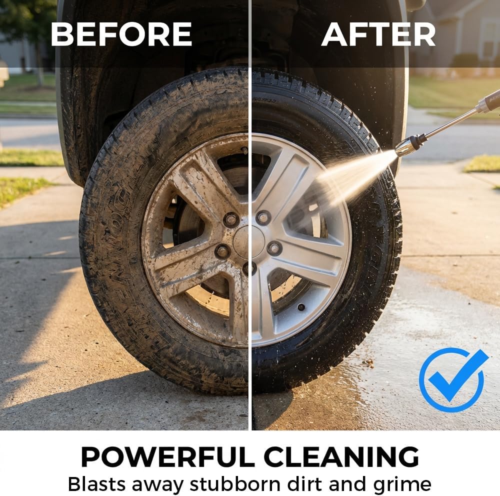 Water Blitz Pressure Washer,Power Jet Water with High Pressure Hose Nozzle and 360° Rotating,Multi Function Lawn and Garden Watering Sprayer for Yard Car (Set A) - Image 3