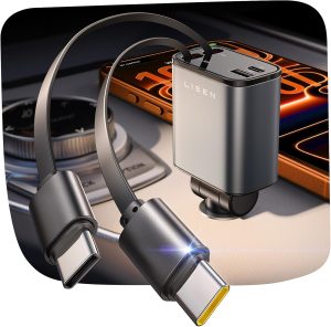 LISEN Retractable Car Charger USB C...