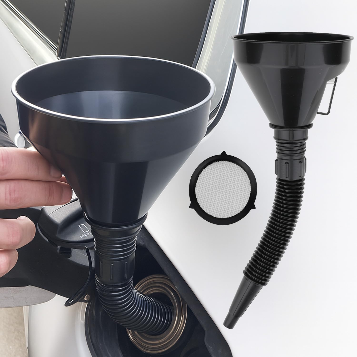 5-Piece Automotive Oil Funnel Set with Flexible Neck, Filter Screen, Wide Mouth for Gas, Oil, Coolant, Engine Oil - Image 9