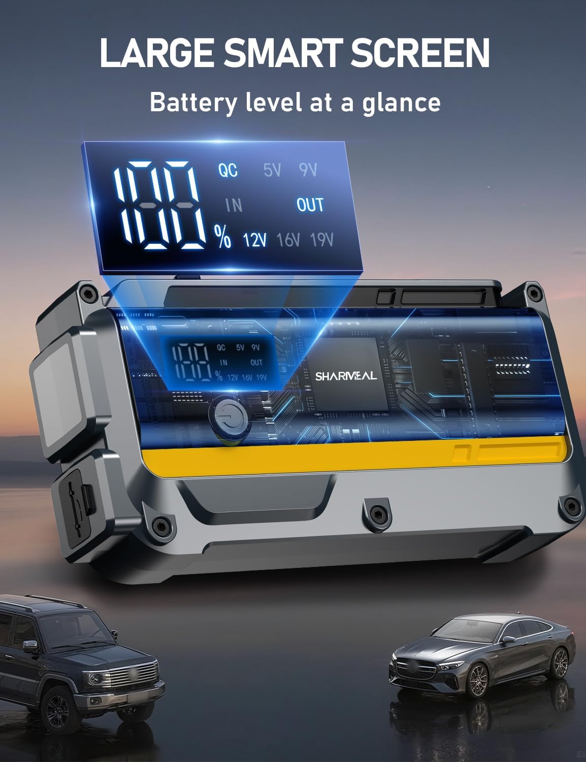 Sharmeal 7000A Car Battery Jump Starter, 12000mAh Car Jumper Starter Battery Pack for Up to All Gas & 12.0L Diesel Engines, 12V Portable Jump Box with 3 Modes Flashlight and Jumper Cable - Image 6