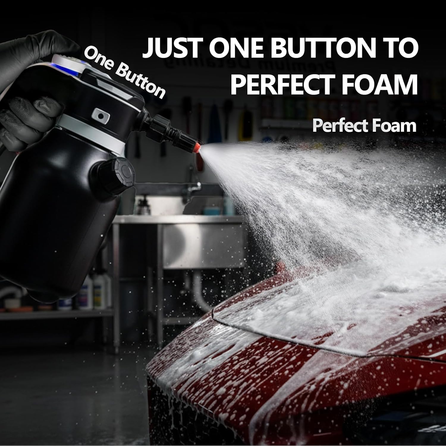 Electric Foam Sprayer,2L Portable Rechargeable Cordless Pressurized Spray Foam Cannon, Easy Clean & Acid Resistant for Car Wash Detailing Garden Black (Electric Foam Sprayer 2.0) - Image 3