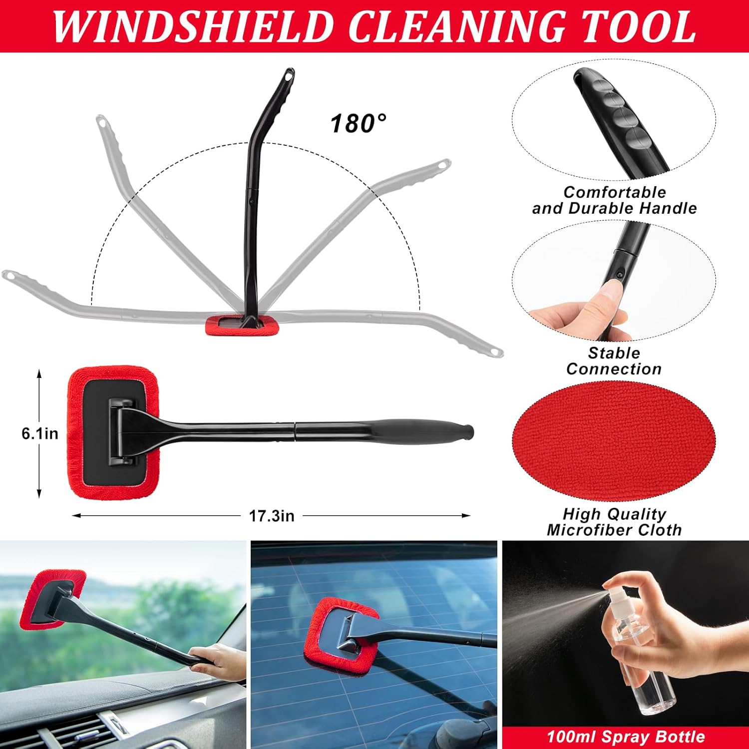 42Pcs Car Wash Cleaning Kit with Foam Gun Sprayer Detailing Brushes Car Vacuum Windshield Cleaning Tool Tire Brush Towels Complete Interior Exterior Detailing Set for Car - Image 4