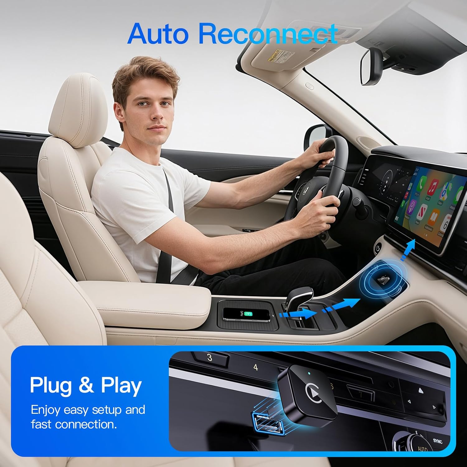 (2026 Upgraded) Wireless CarPlay Adapter for Apple iPhone&Android, Small Size,Plug and Play,Fast and Stable Connection Wireless Adapter for CarPlay&Android-No Latency to Screen(Black) - Image 8