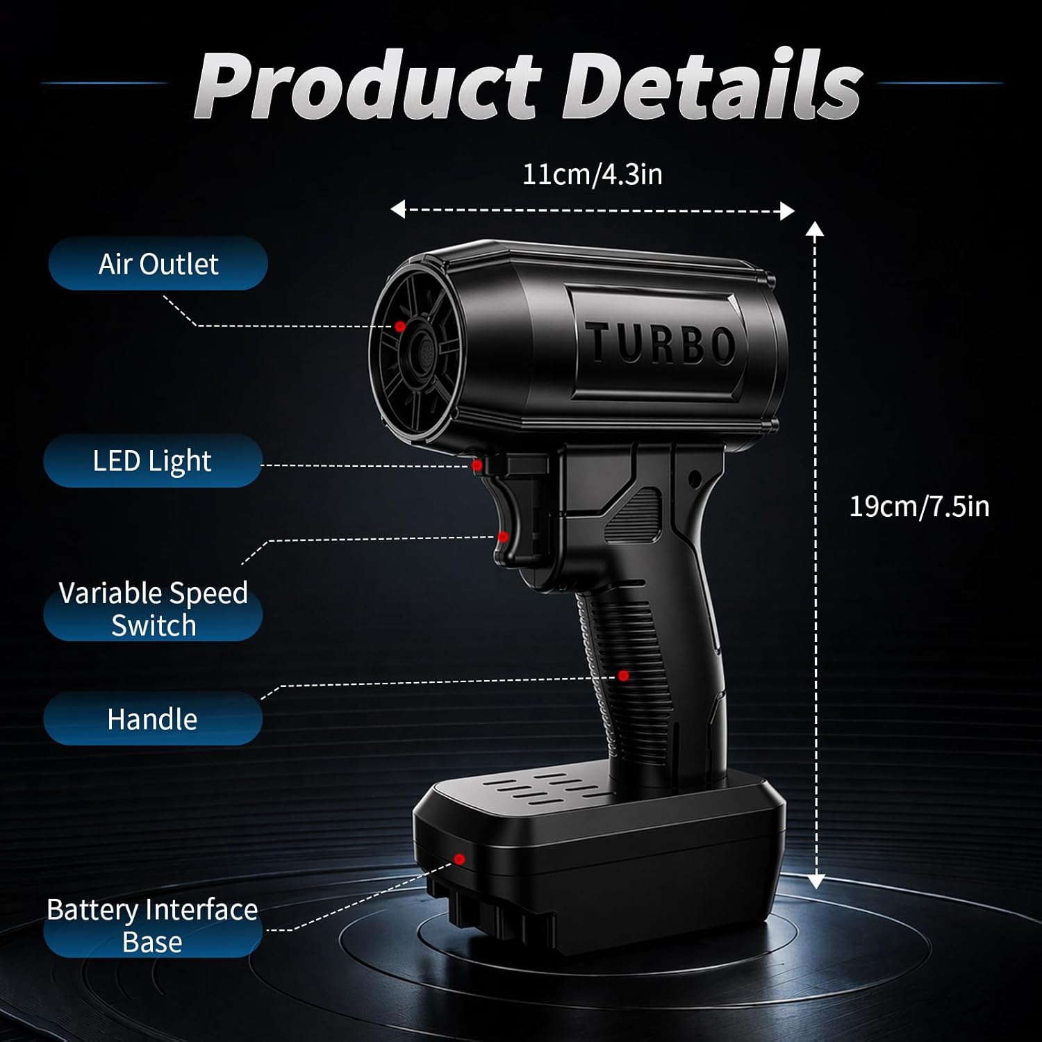 Turbo Blower 2.0 Cordless as Seen on TV Car Air Dryer Gas for Drying Strongest Mini Leaf Blowers Power Tool Only Battery Powered by Portable Hand Held Small Electric Snow - Image 2
