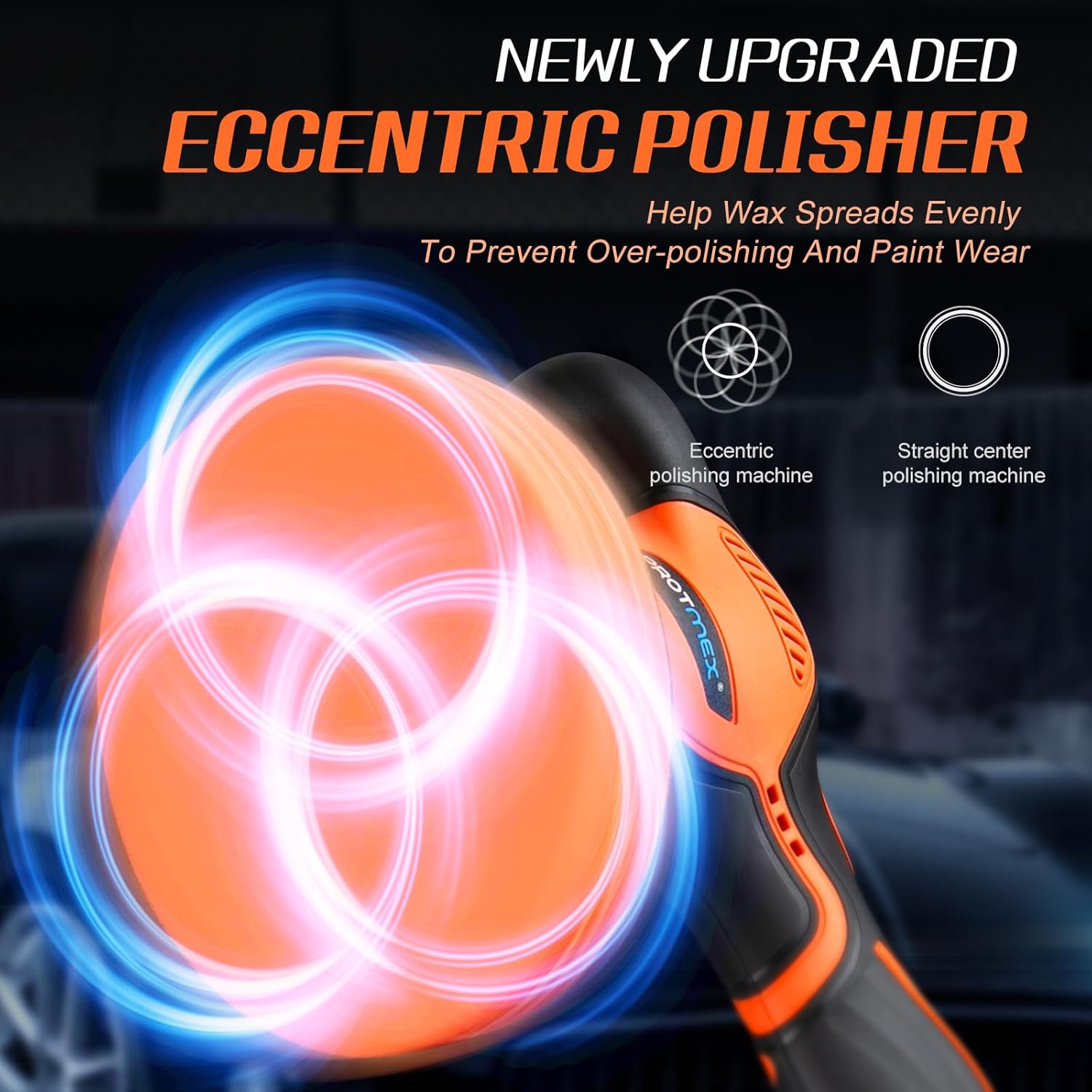 Protmex Cordless Car Buffer Polisher w/ 2x2000mAh 21V Batteries, 6 Inch Car Buffer Waxer Kit, Car Polishing Machine w/Extra 18 PCS Attachments & 6 Variable Speed - Image 3